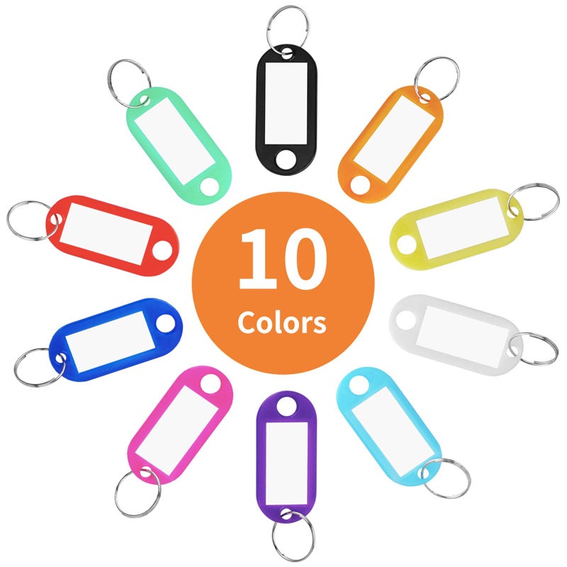 Cuttte 50 Pack Plastic Key Tags with Container, Key Labels with Ring and Label Window, 10 Colors - Image 2